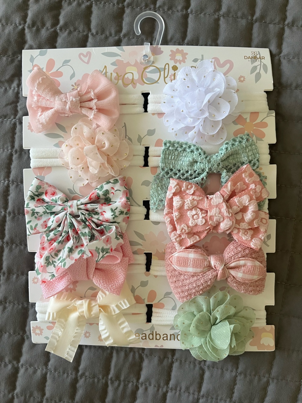 NWT Baby Girls’ Bow and Flower Headband Set